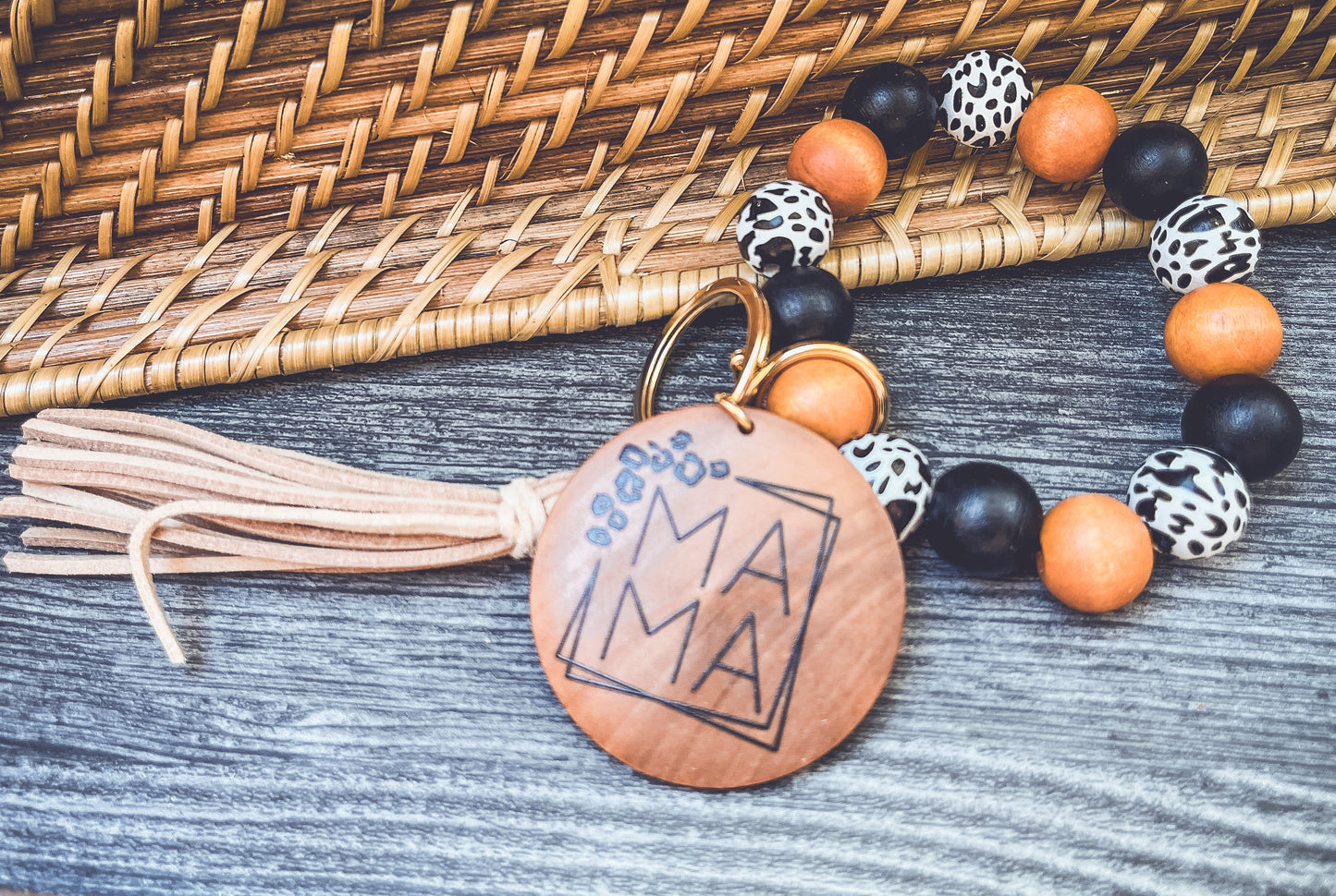 Beautiful MaMa Wooden Bracelet Key Chain