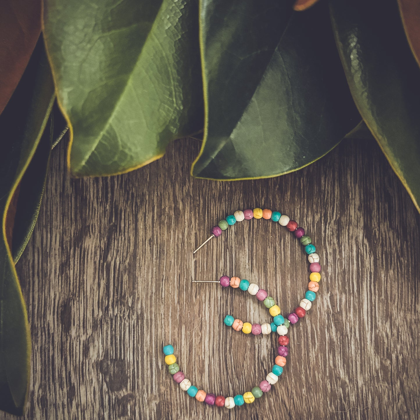 Beautiful Colorful Beaded Hoop Earrings