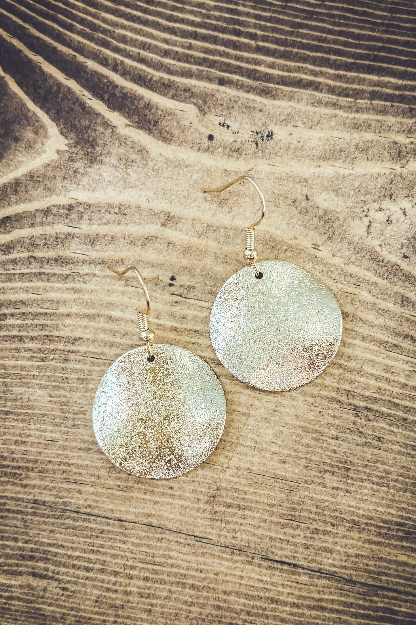 Beautiful Hammered Gold Drop Earrings