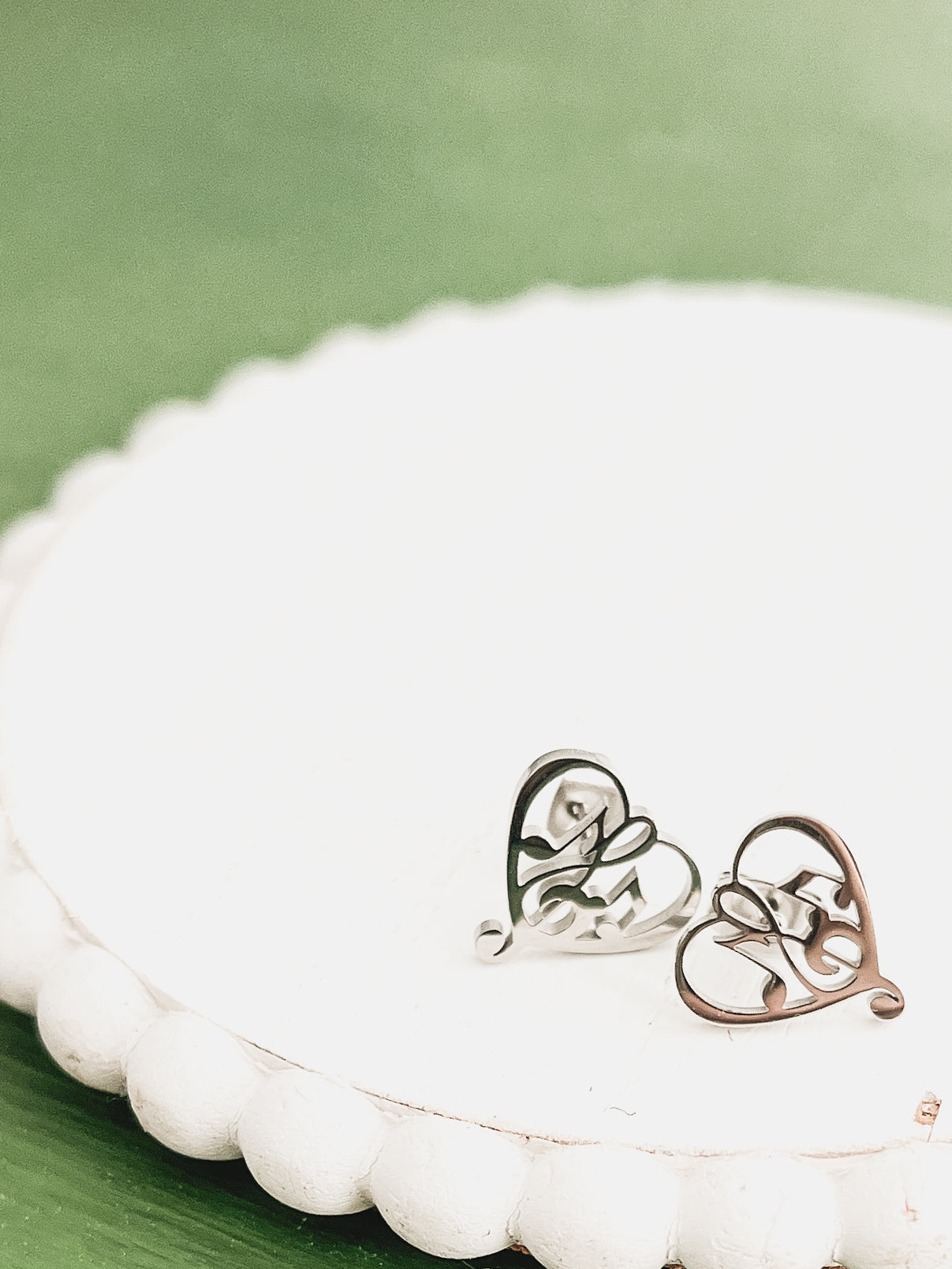 Beautiful Gold or Silver Heart Music Note Studs