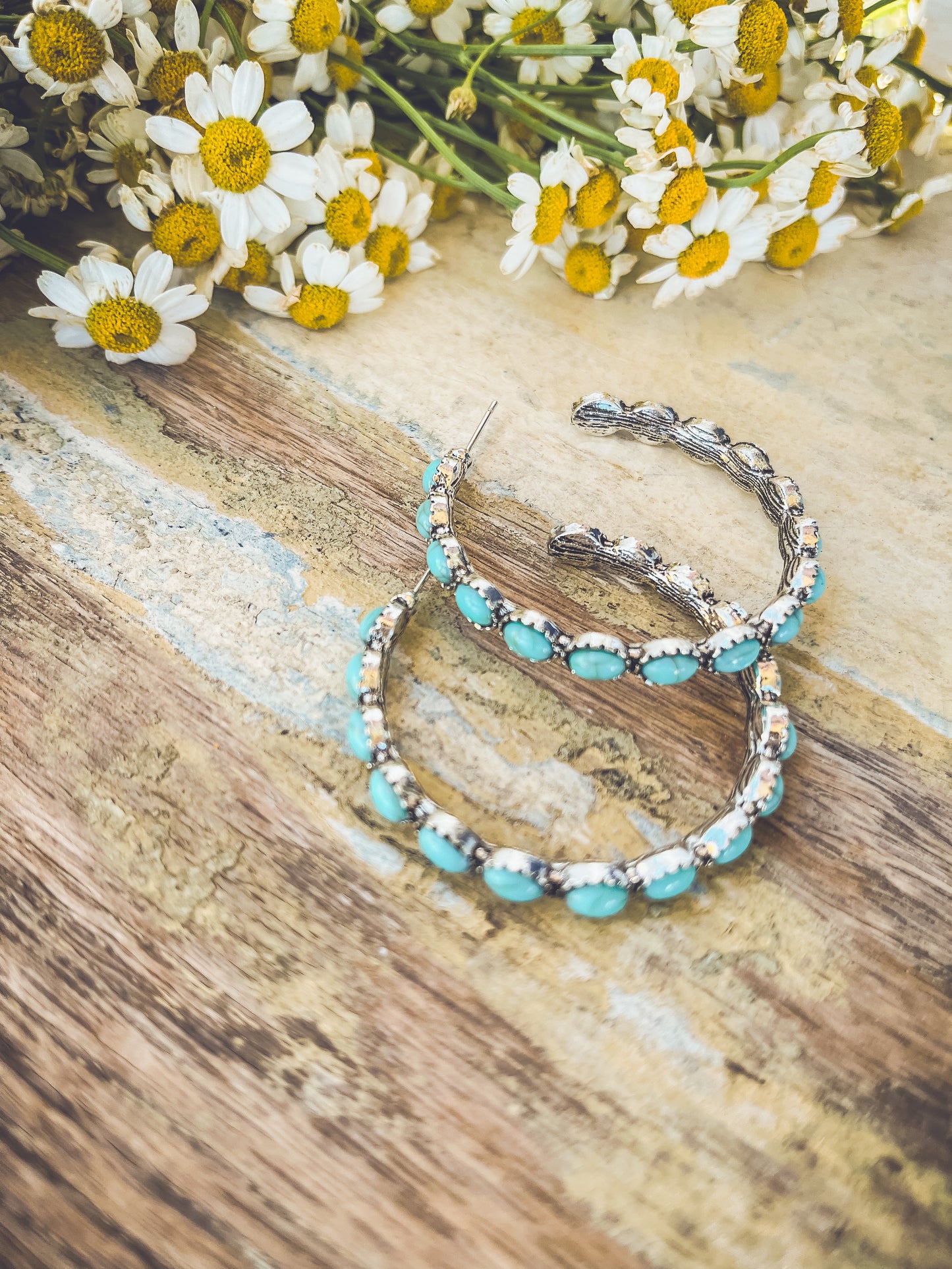 Beautiful Turquoise Hoop Earrings