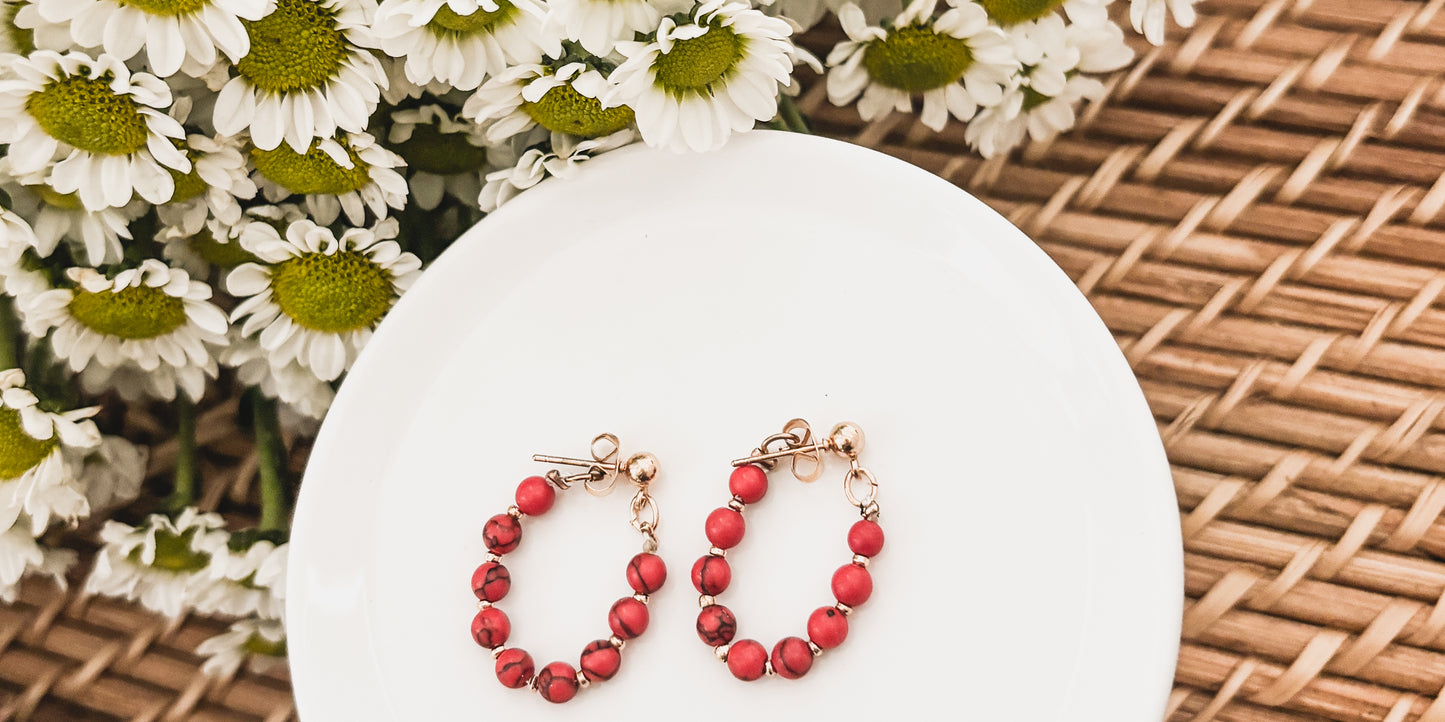 Beautiful Red Huggie Hoops