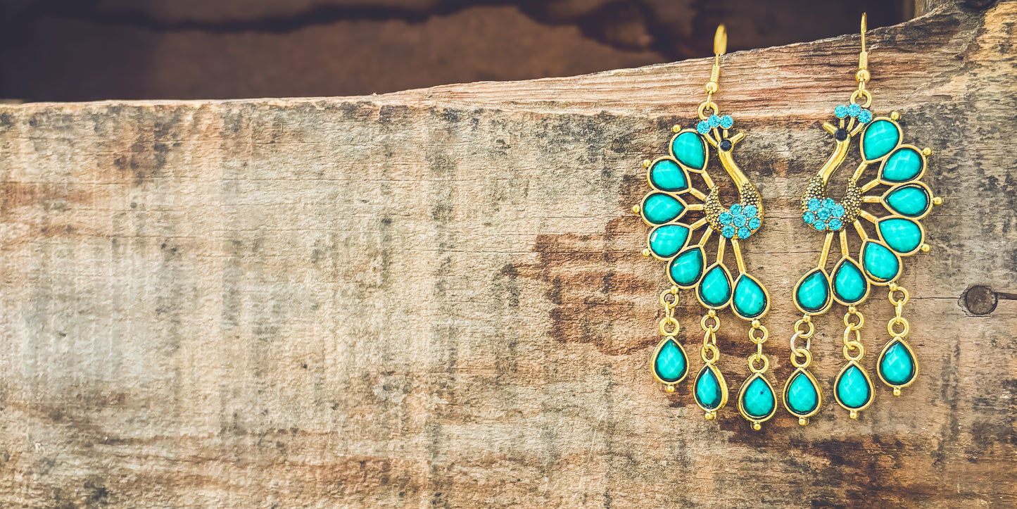 Beautiful Turquoise Peacock Earrings