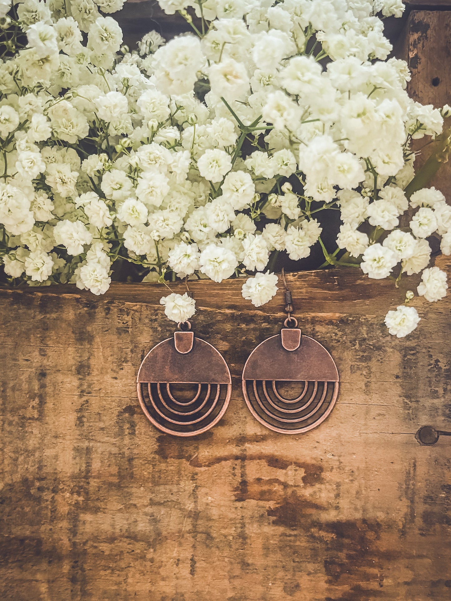 Boho Copper Round Earrings