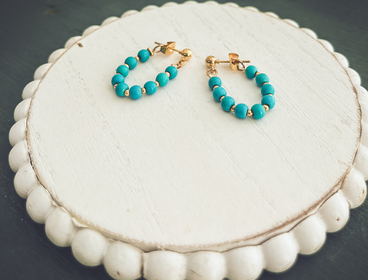 Beautiful Turquoise Huggie Hoops