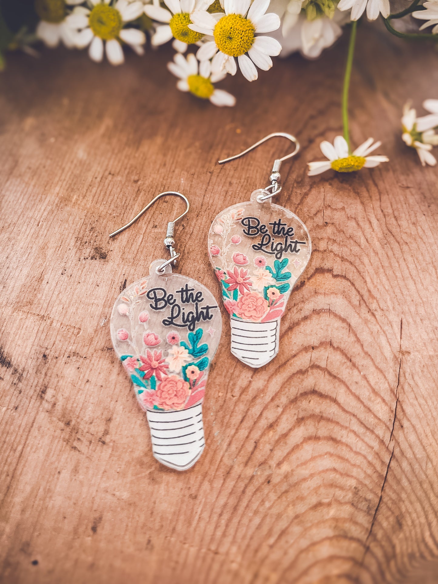 Beautiful Acrylic Be the Light Earrings