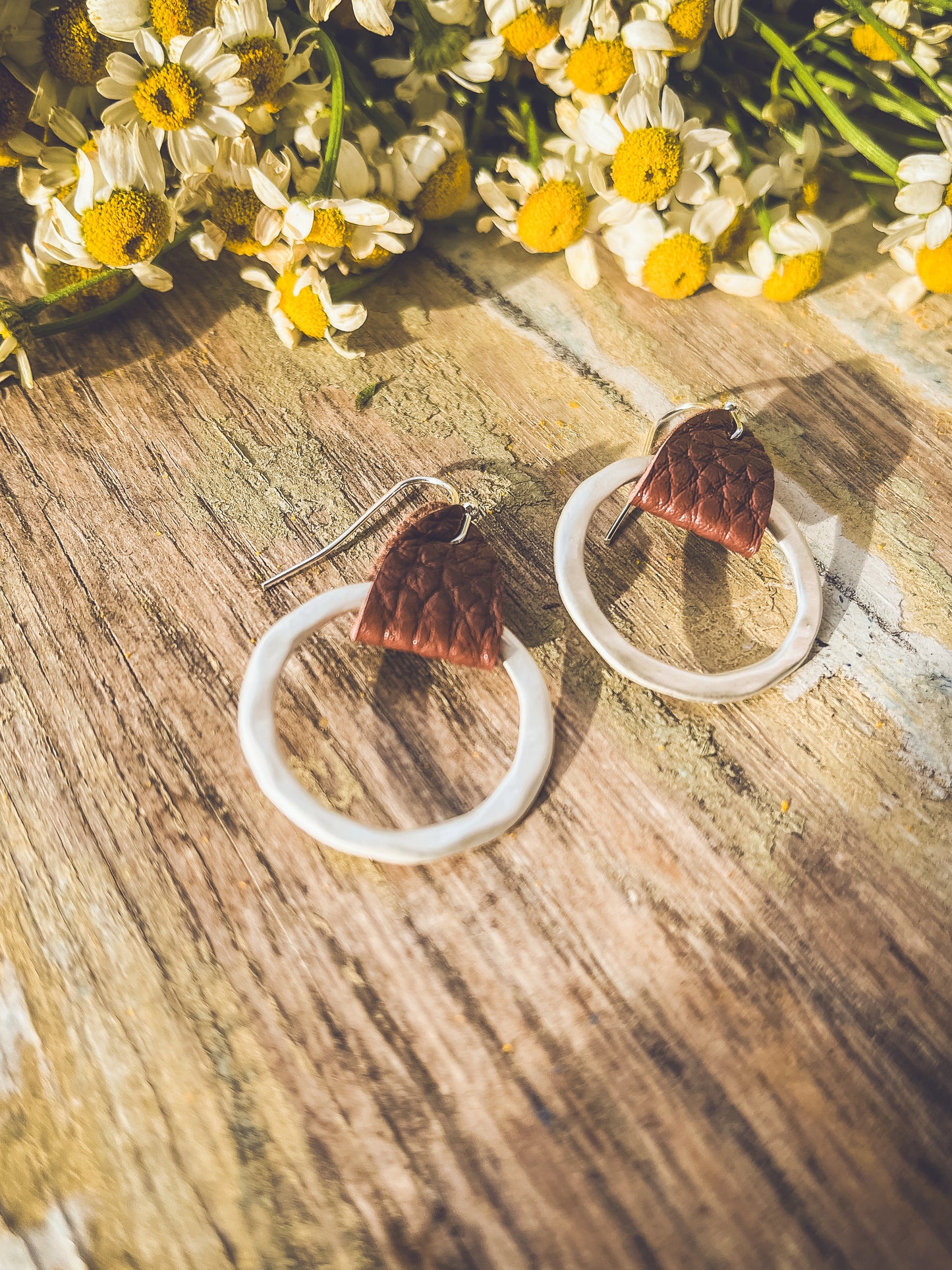 Beautiful Small Leather Hoop Earrings