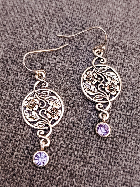 Beautiful Bohemian Purple and Silver Earrings