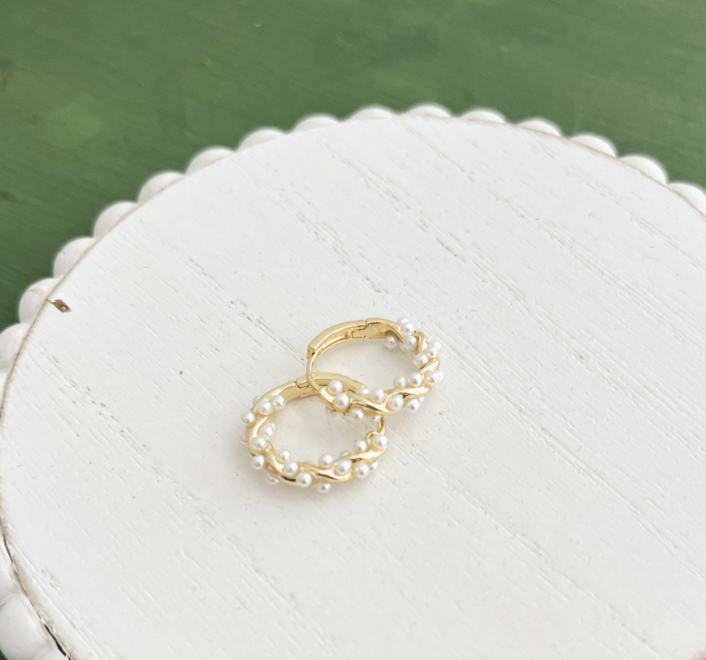 Beautiful Dainty Pearl Hoops