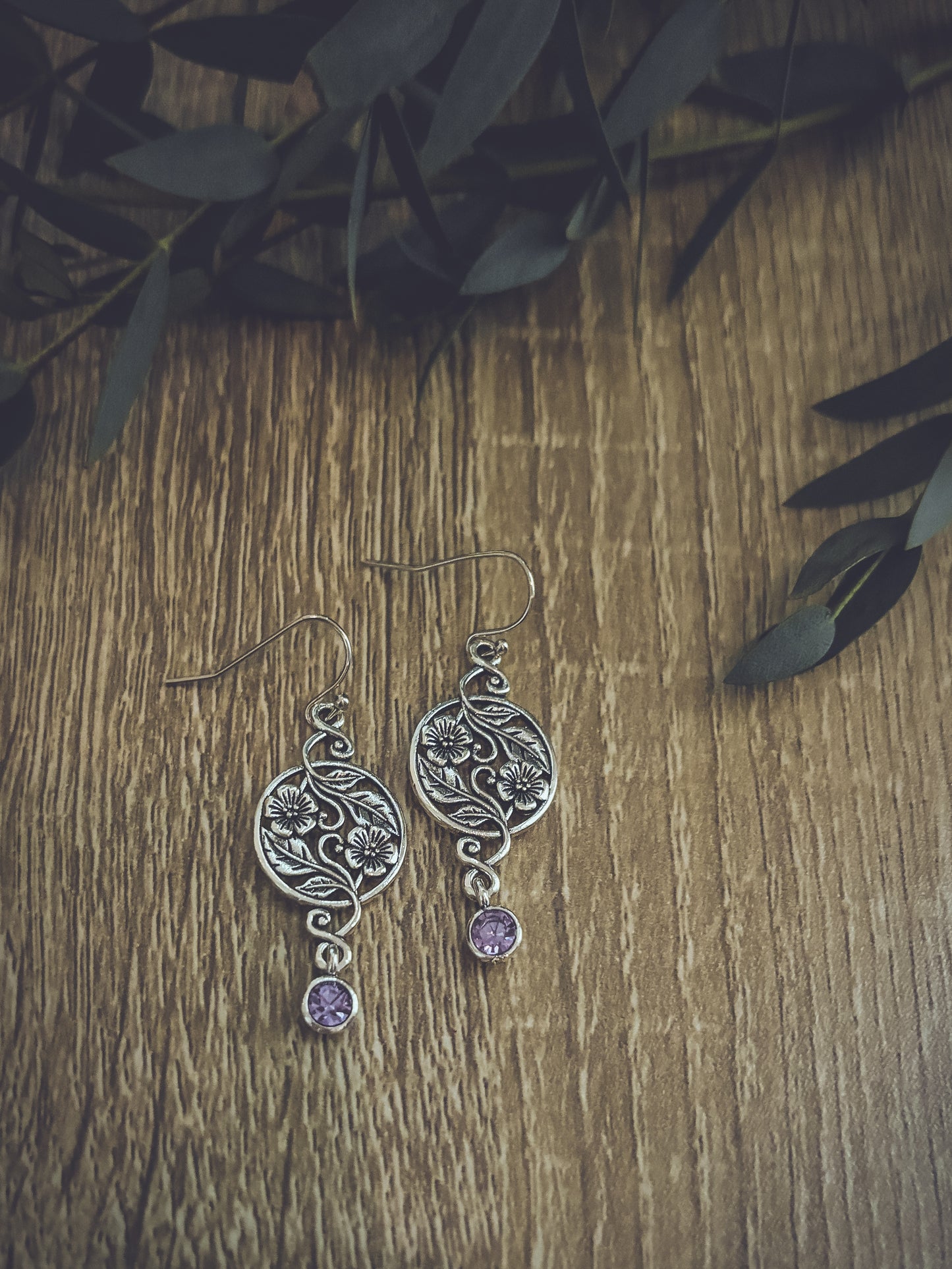 Beautiful Bohemian Purple and Silver Earrings