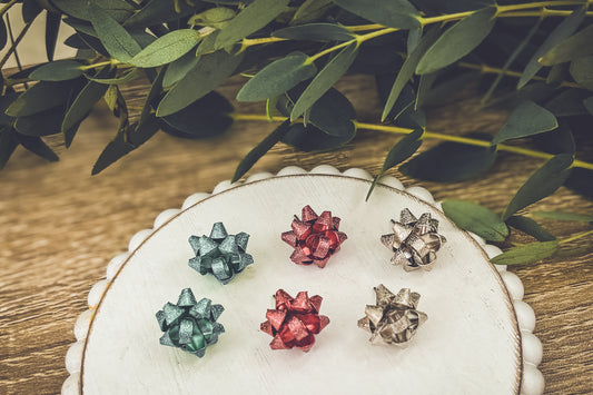 Adorable Holiday Gift Bow Earrings - Set of 3