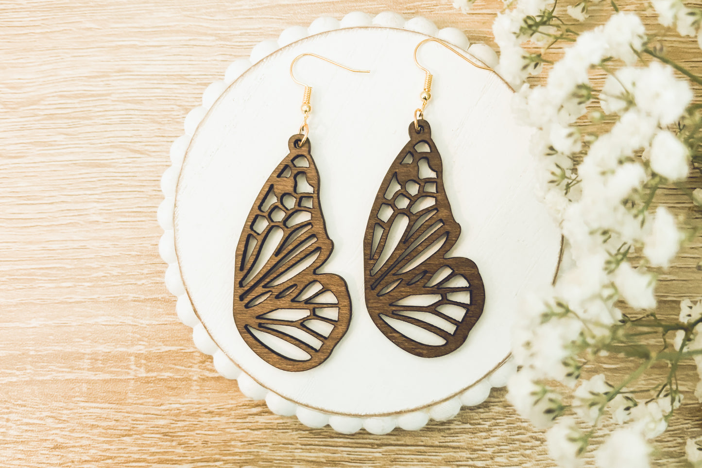 Beautiful Butterfly Wood Earrings