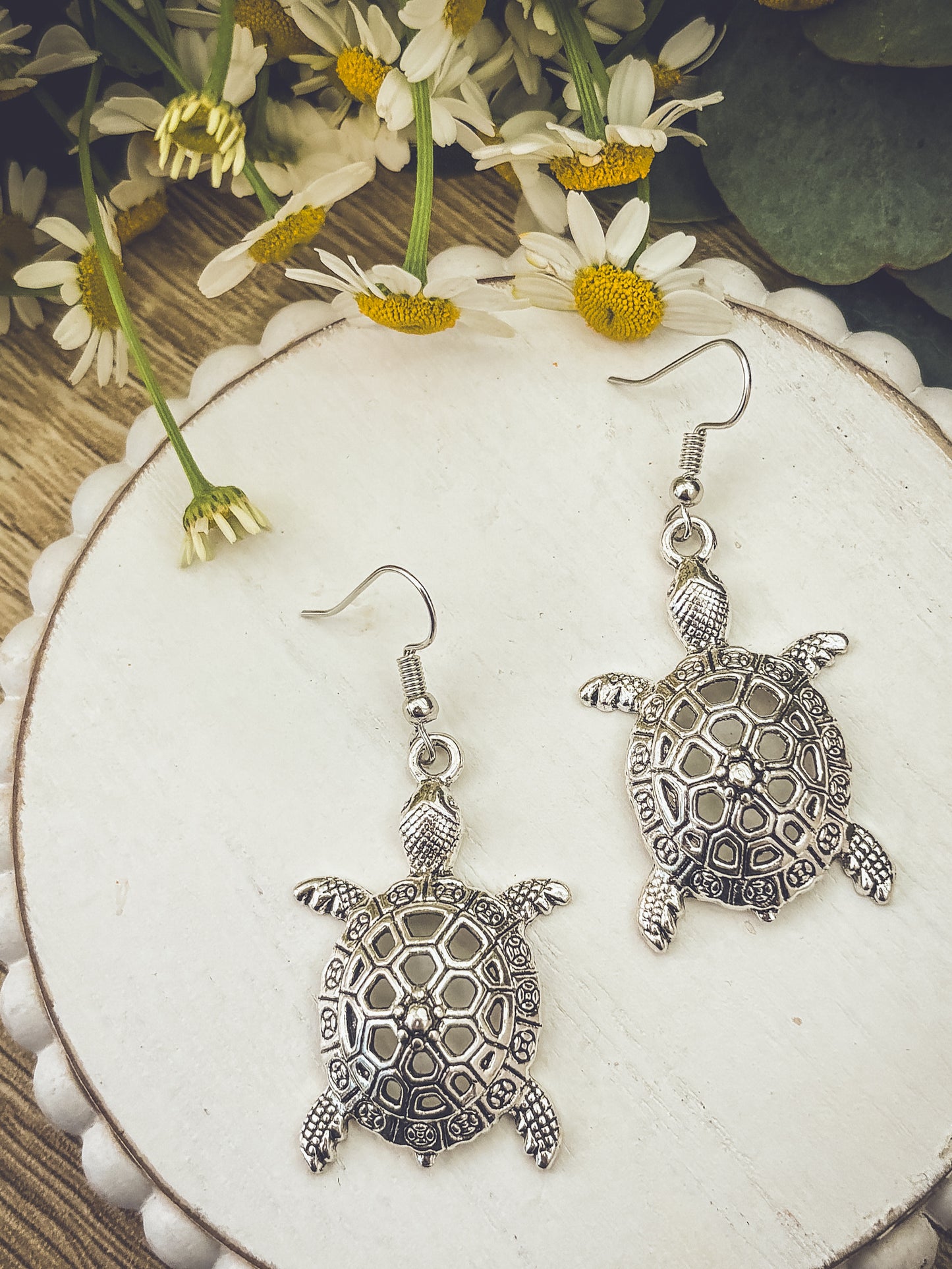 Silver Turtle Earrings