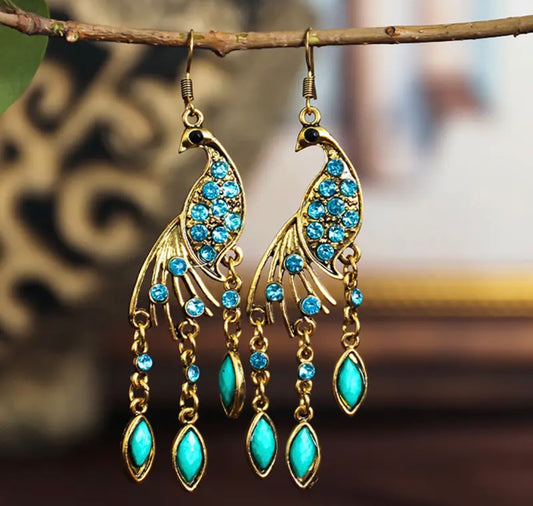 Beautiful Turquoise Peacock Earrings