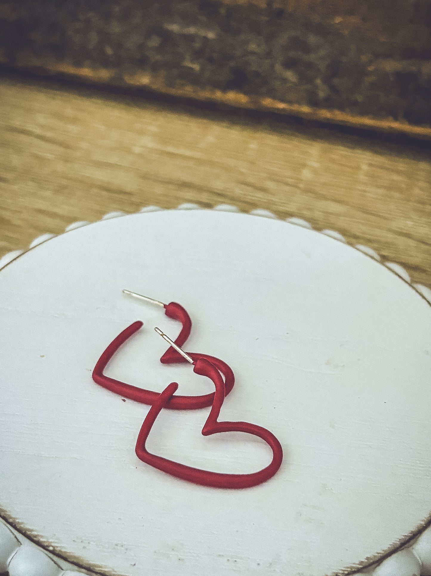 Pink or Red Heart Hoop Earrings