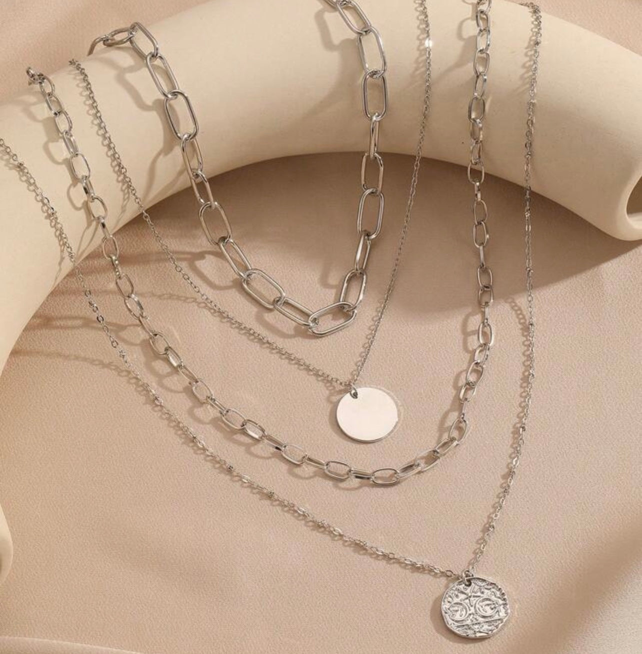 Beautiful Silver Layered Necklace