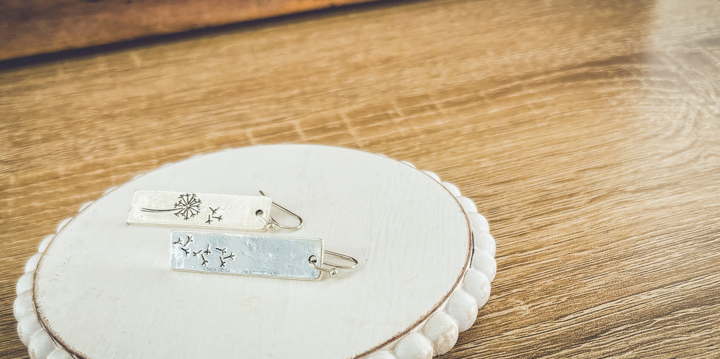 Silver Slat Dandelion Earrings