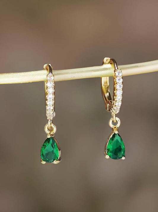 Beautiful Emerald Green Huggie Earrings