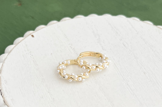 Beautiful Dainty Pearl Hoops