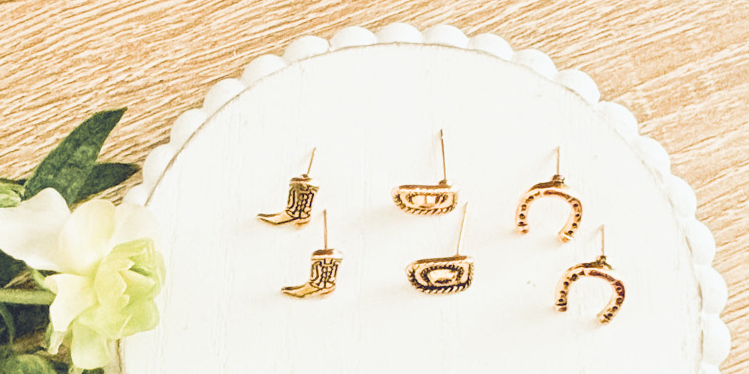 Adorable Gold Western Studs- Set of 3