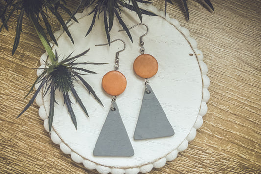 Beautiful Boho Triangle Wooden Drop Earrings