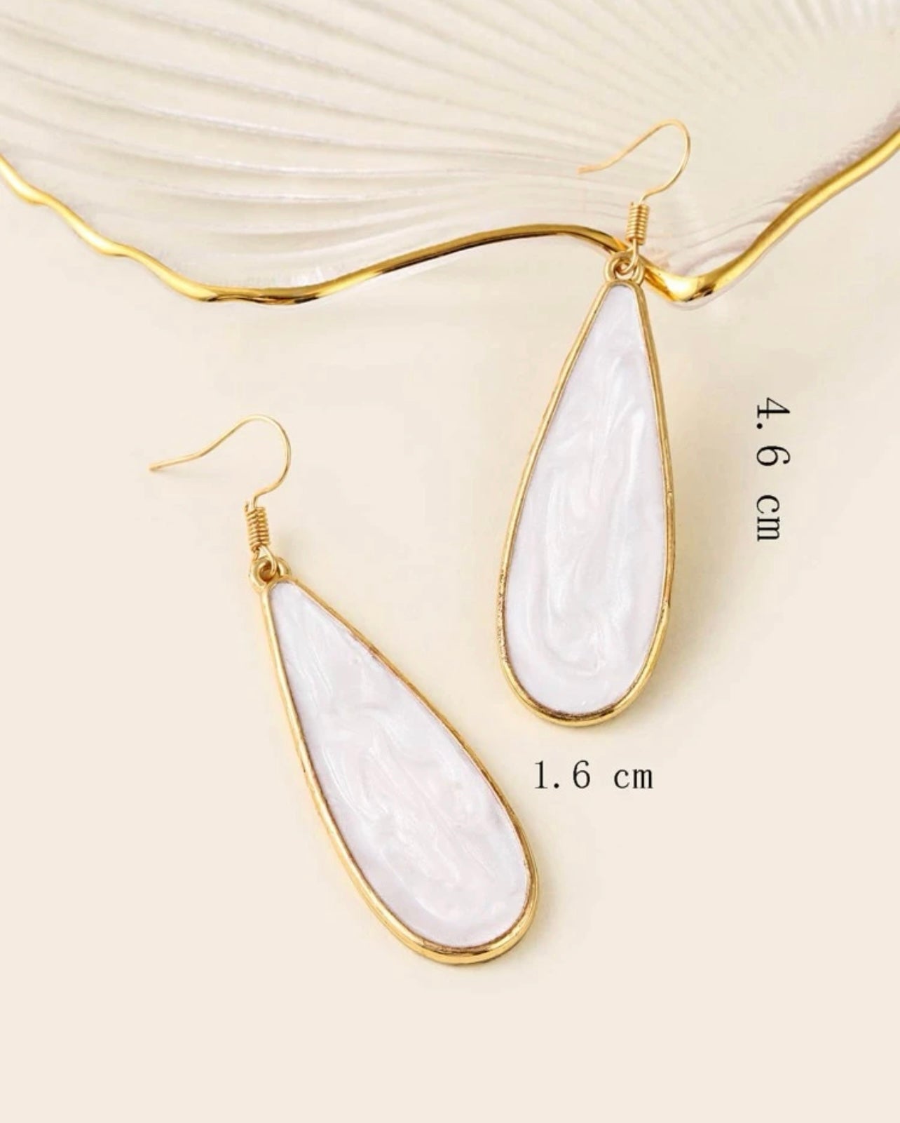 Beautiful Gold and White Drop Earrings