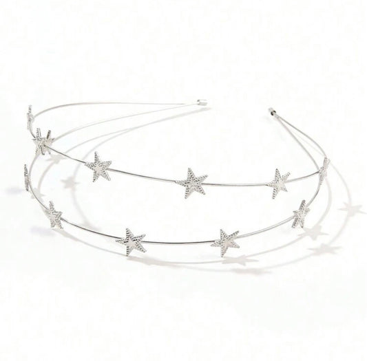 Beautiful Silver Stars Headband