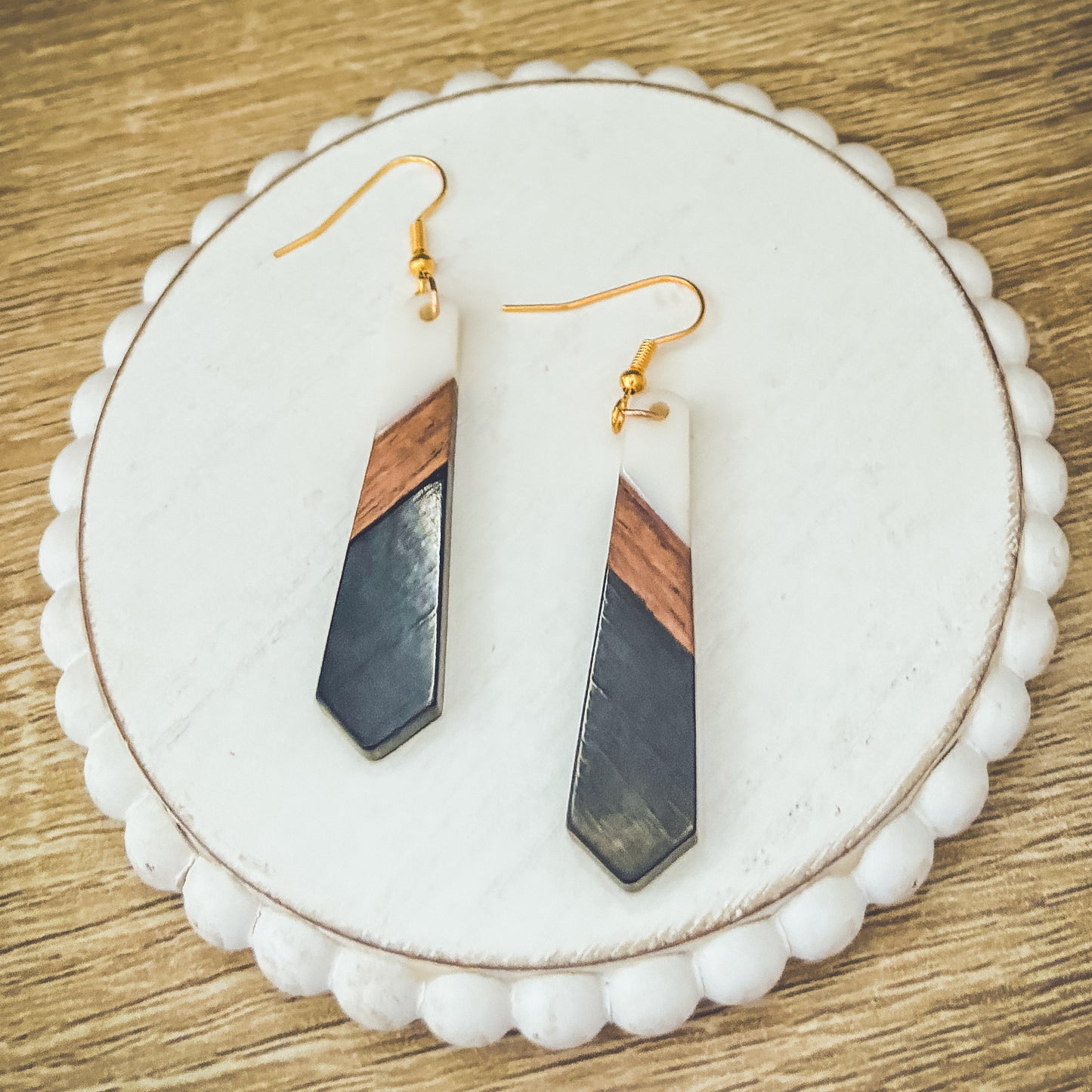 Beautiful Wood and Resin Earrings