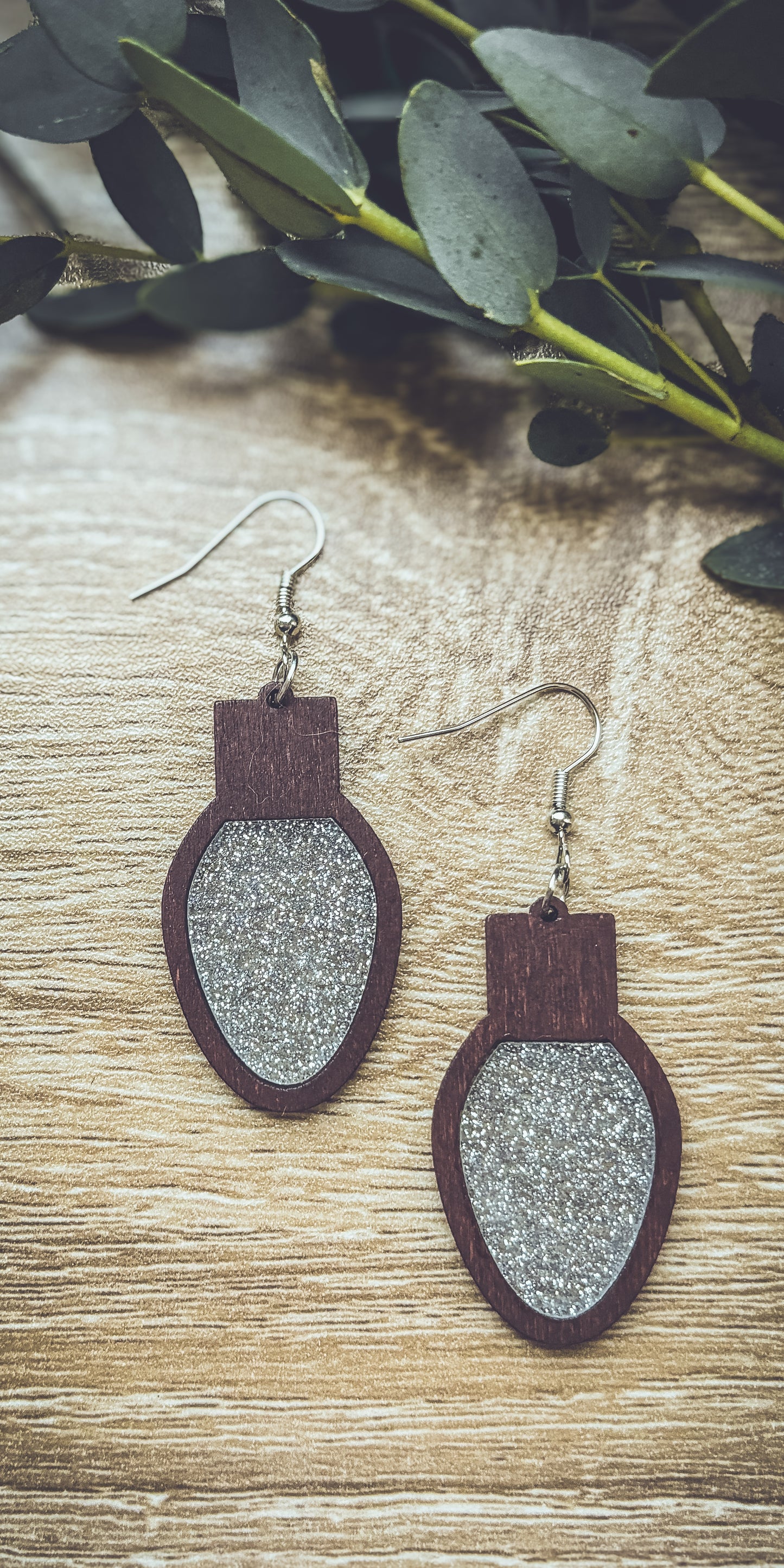 Beautiful Wood Christmas Bulb Earrings