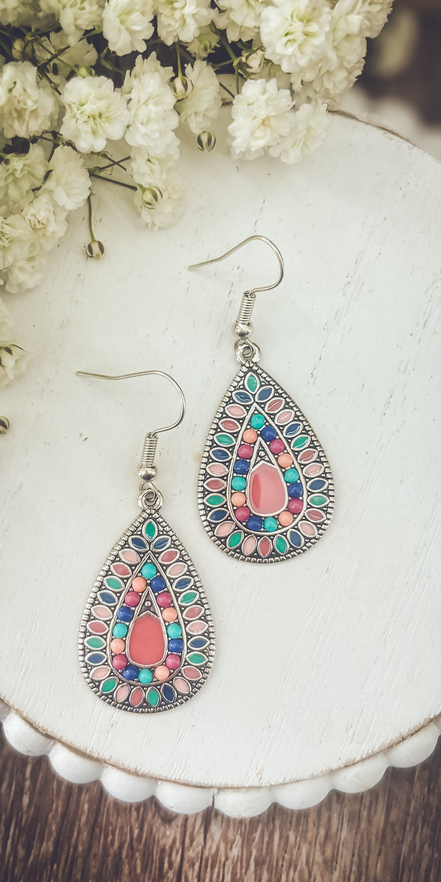 Beautiful Boho Pink Drop Earrings