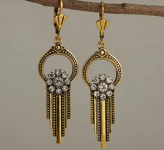 Beautiful Gold and Crystal Victorian Earrings