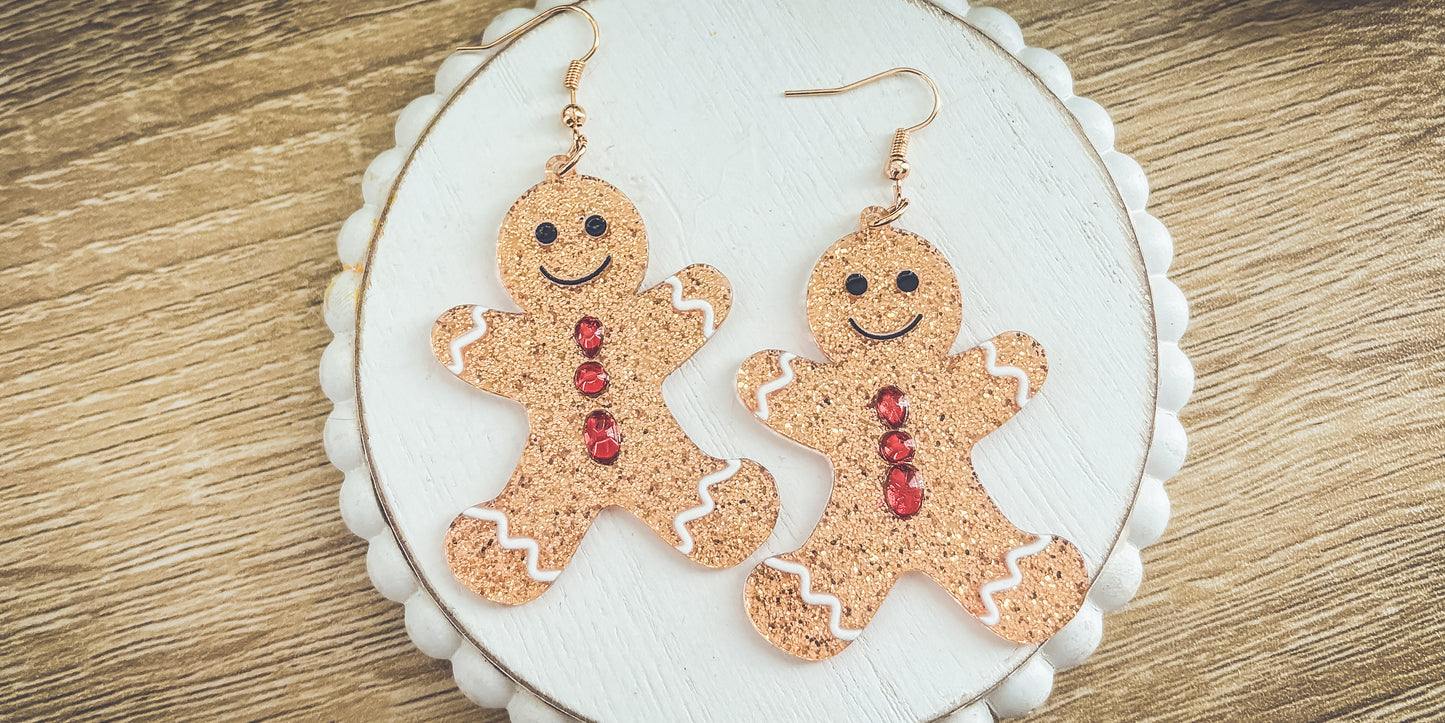 Beautiful Acrylic Gingerbread Man Earrings