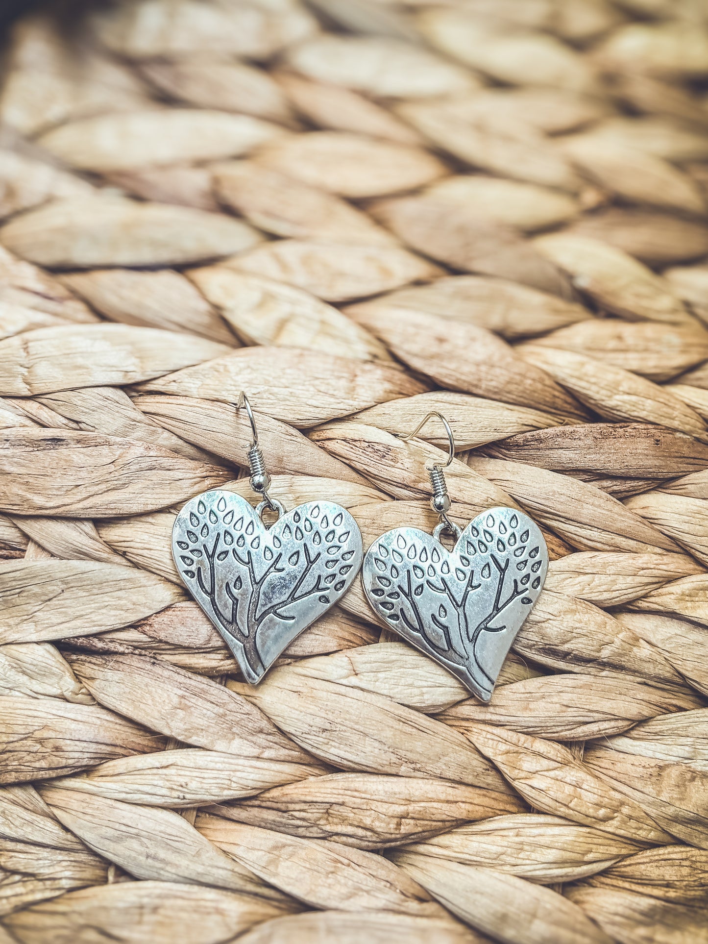 Beautiful Silver Heart Forest Earrings