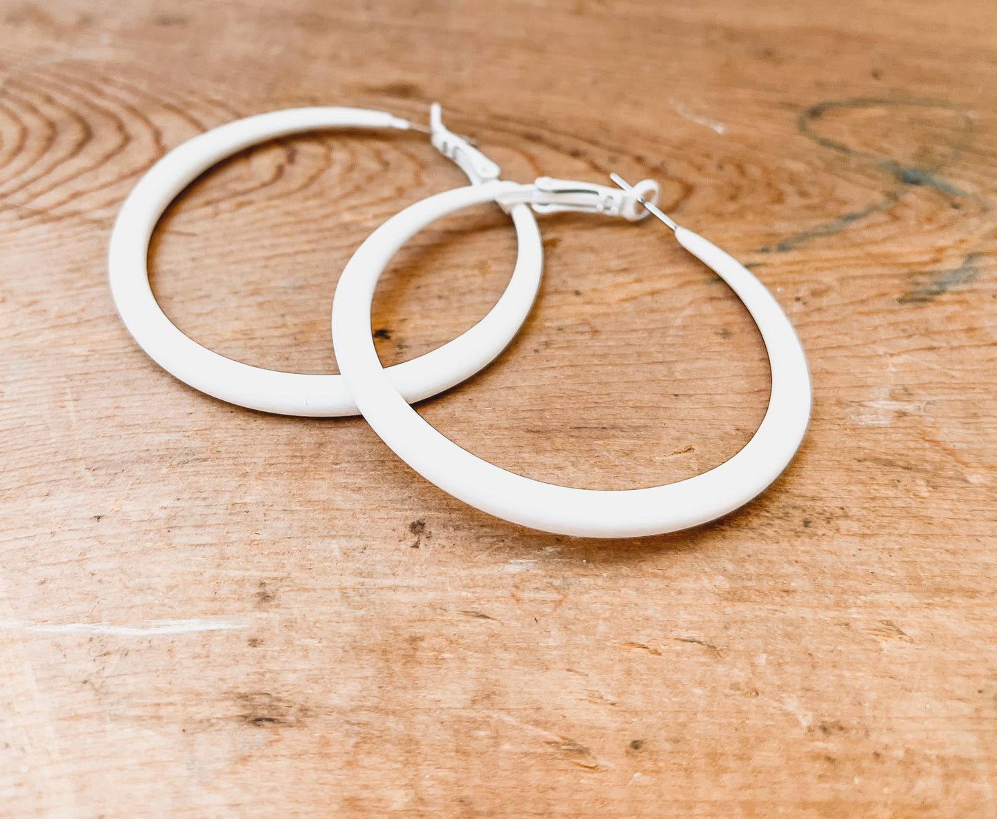 Beautiful Everyday White Hoop Earrings