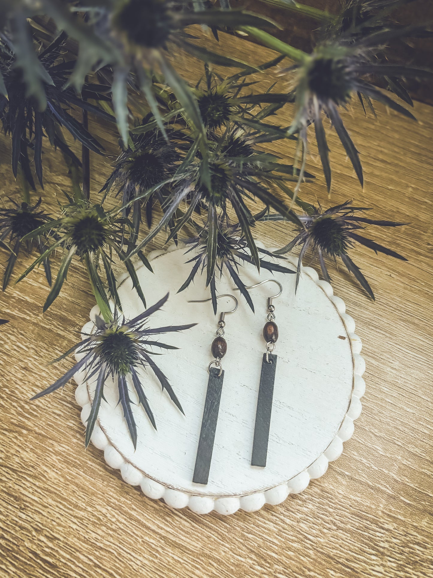 Beautiful Black Wood Earrings