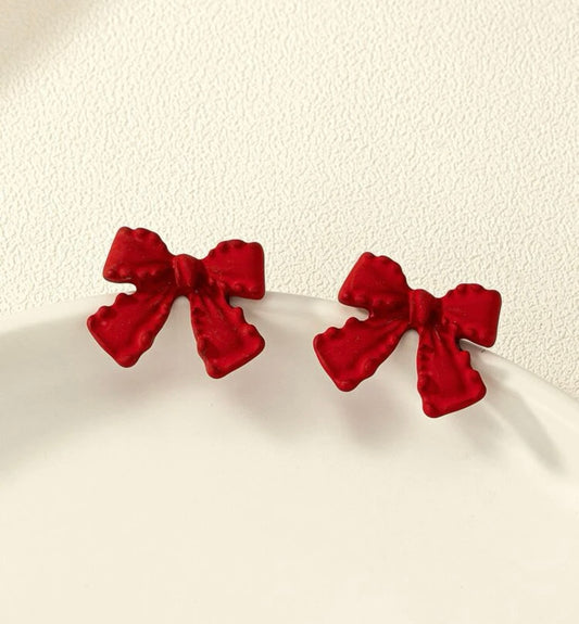 Beautiful Red Bow Earrings