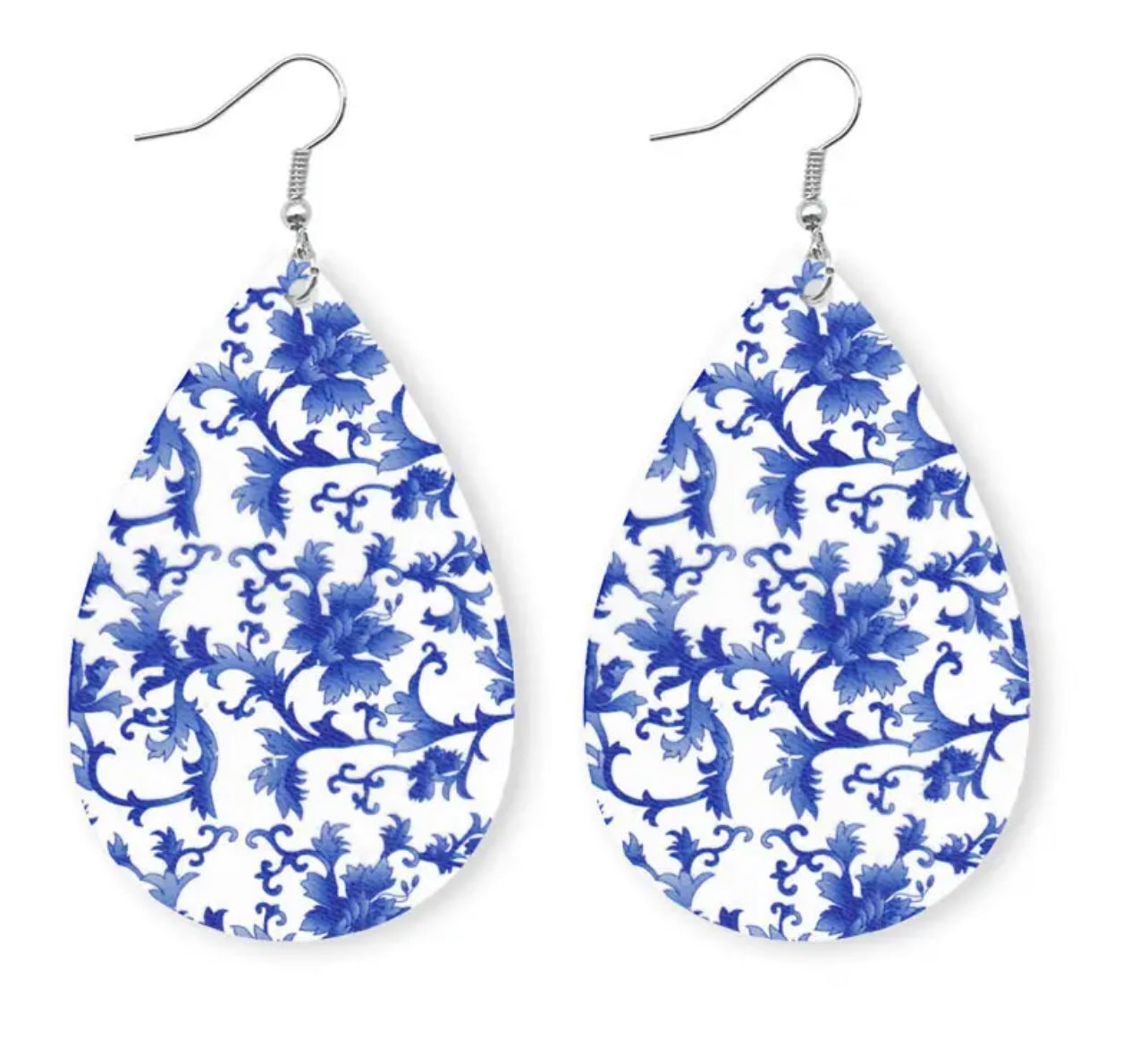 Beautiful Blue and White Drop Earrings