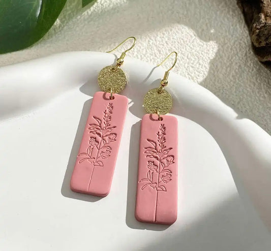 Beautiful Pink and Gold Floral Earrings