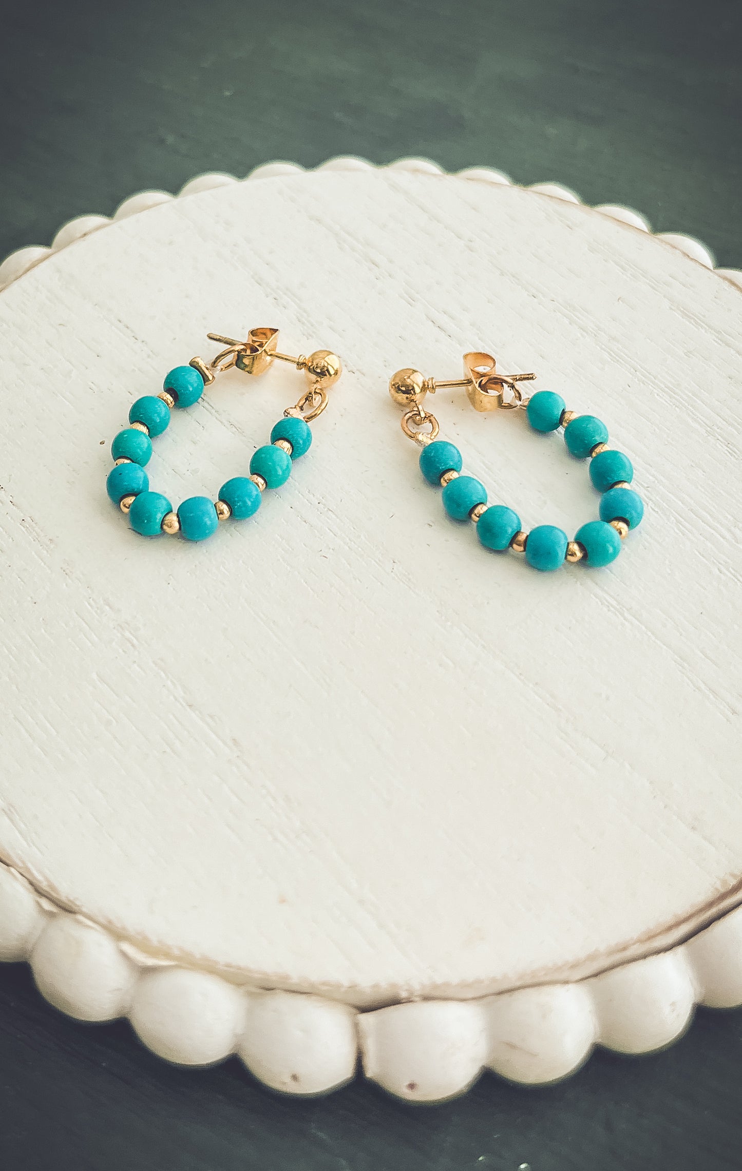 Beautiful Turquoise Huggie Hoops