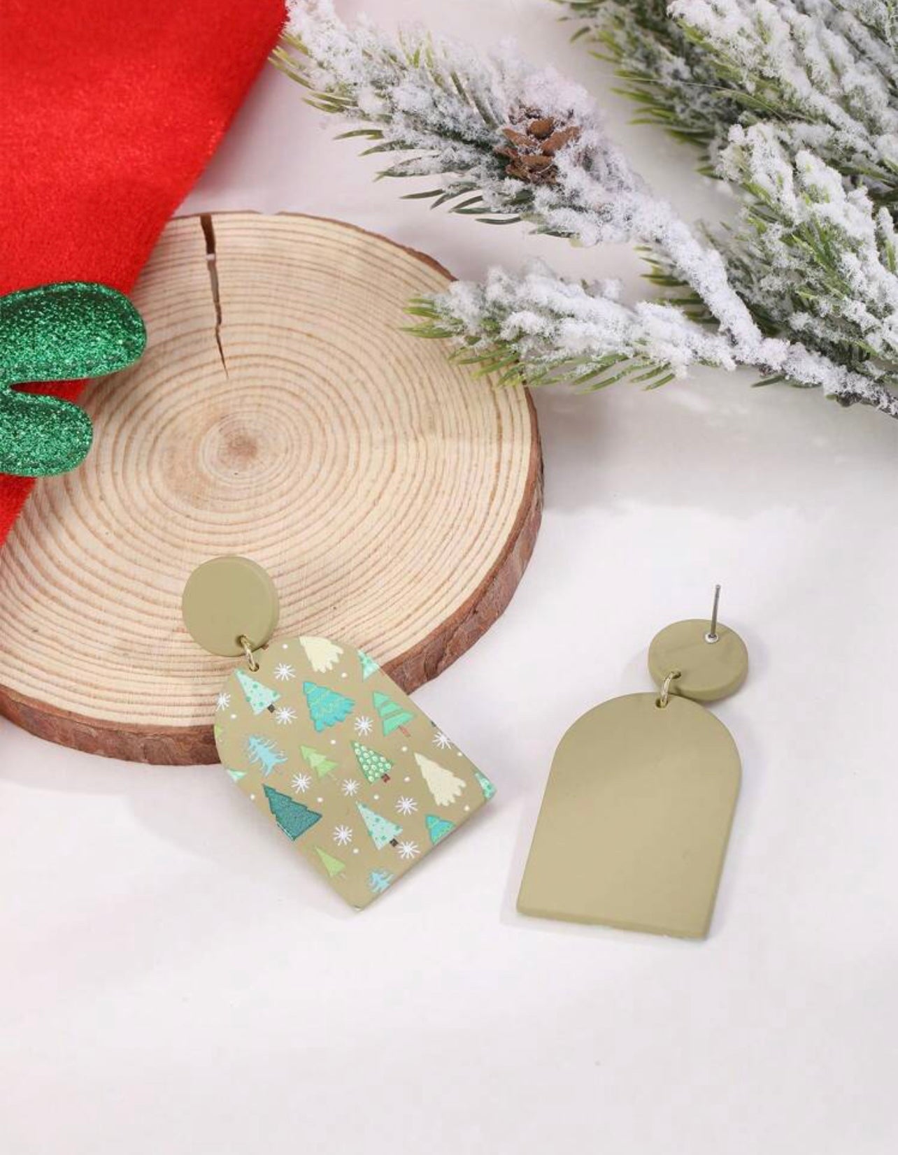 Beautiful Christmas Green Tree Earrings