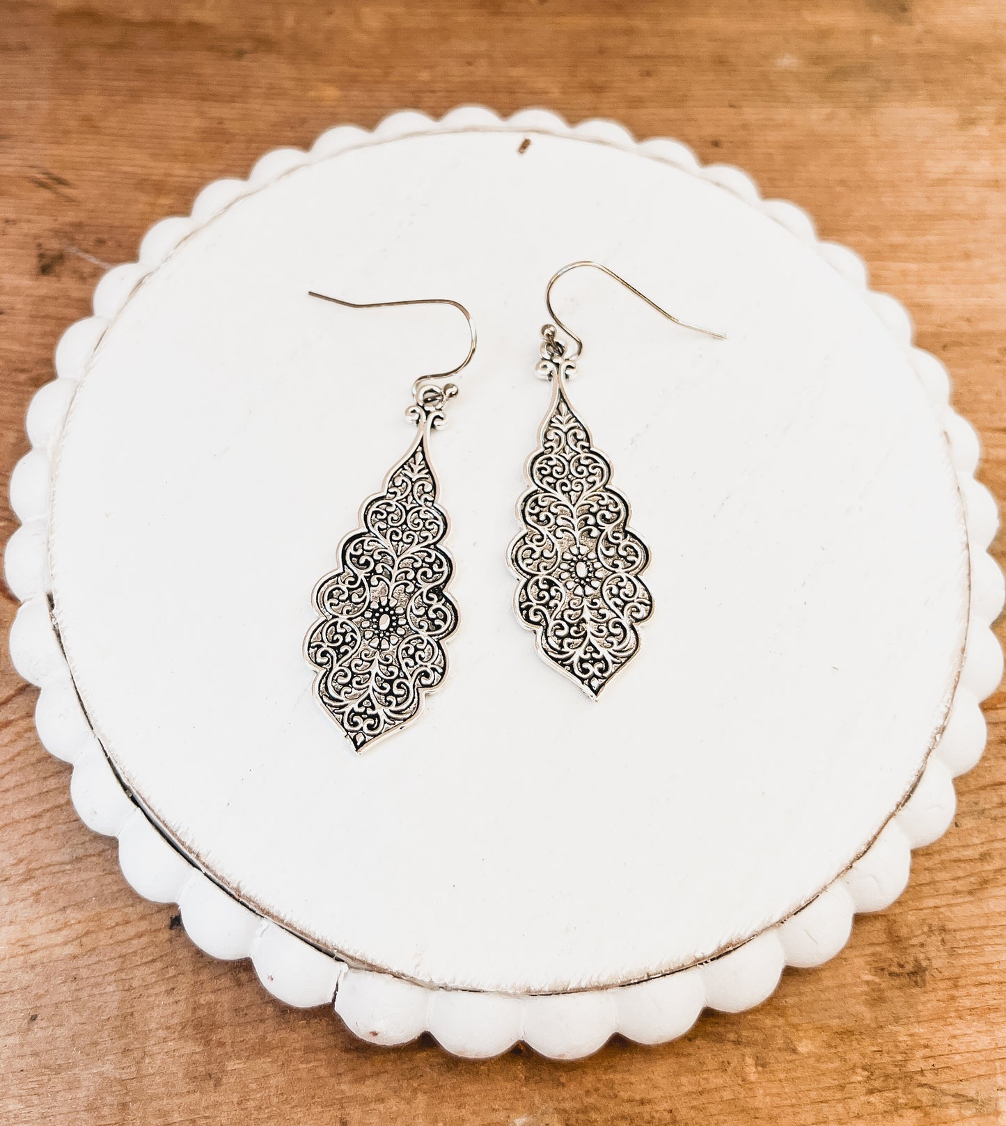 Beautiful Ornate Silver Drop Earrings