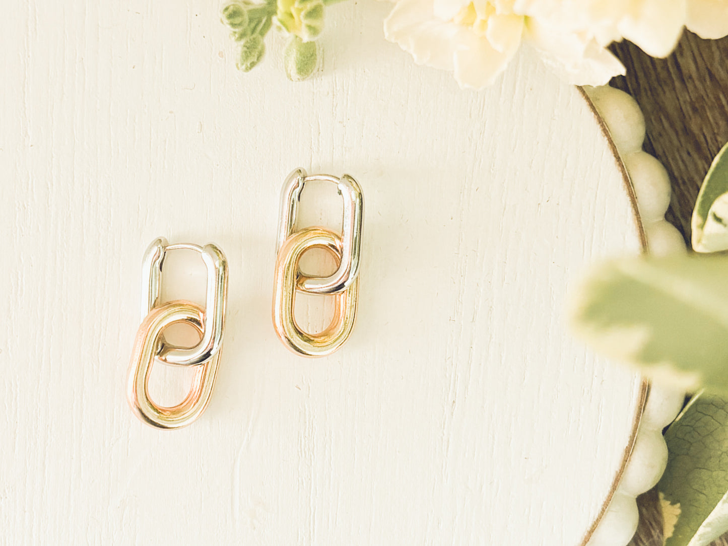 Beautiful Gold and Silver Link Earrings