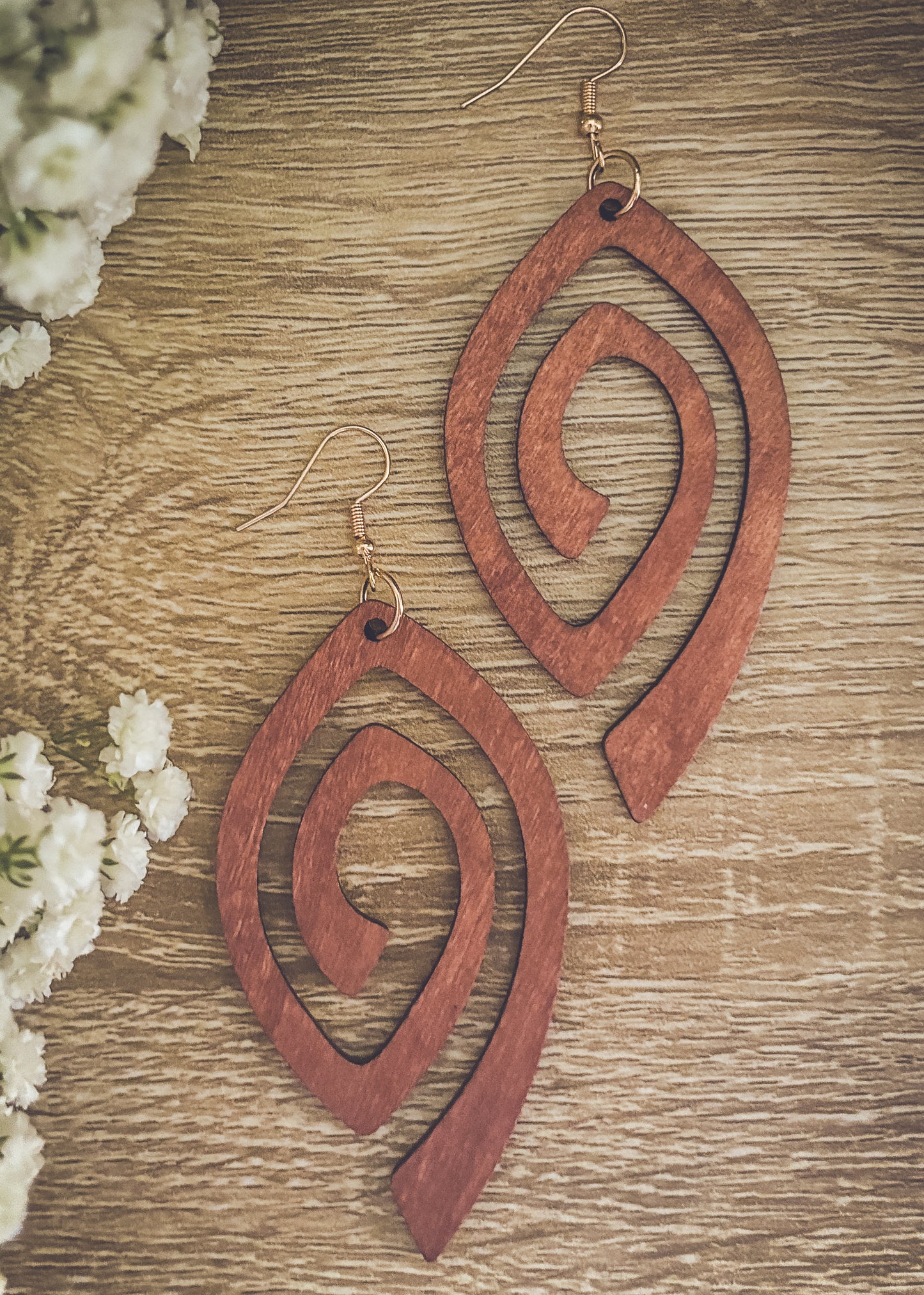 Beautiful Boho Wooden Drop Earrings