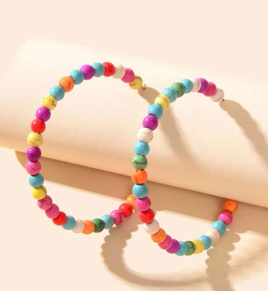 Beautiful Colorful Beaded Hoop Earrings