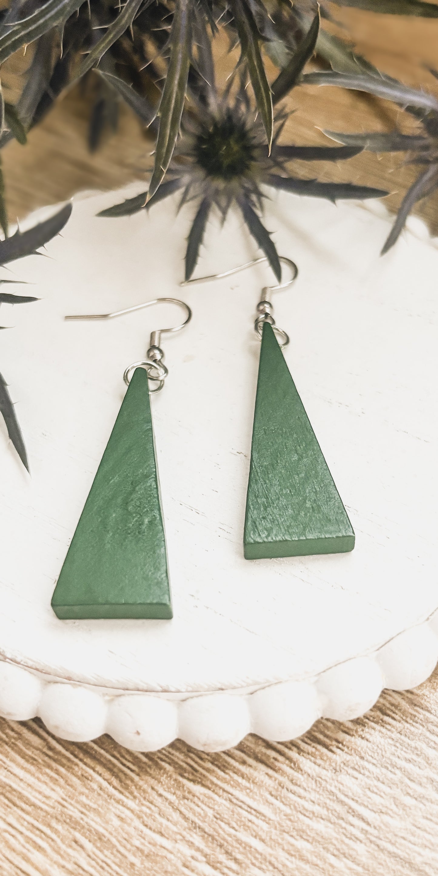 Beautiful Boho Triangle Wooden Drop Earrings