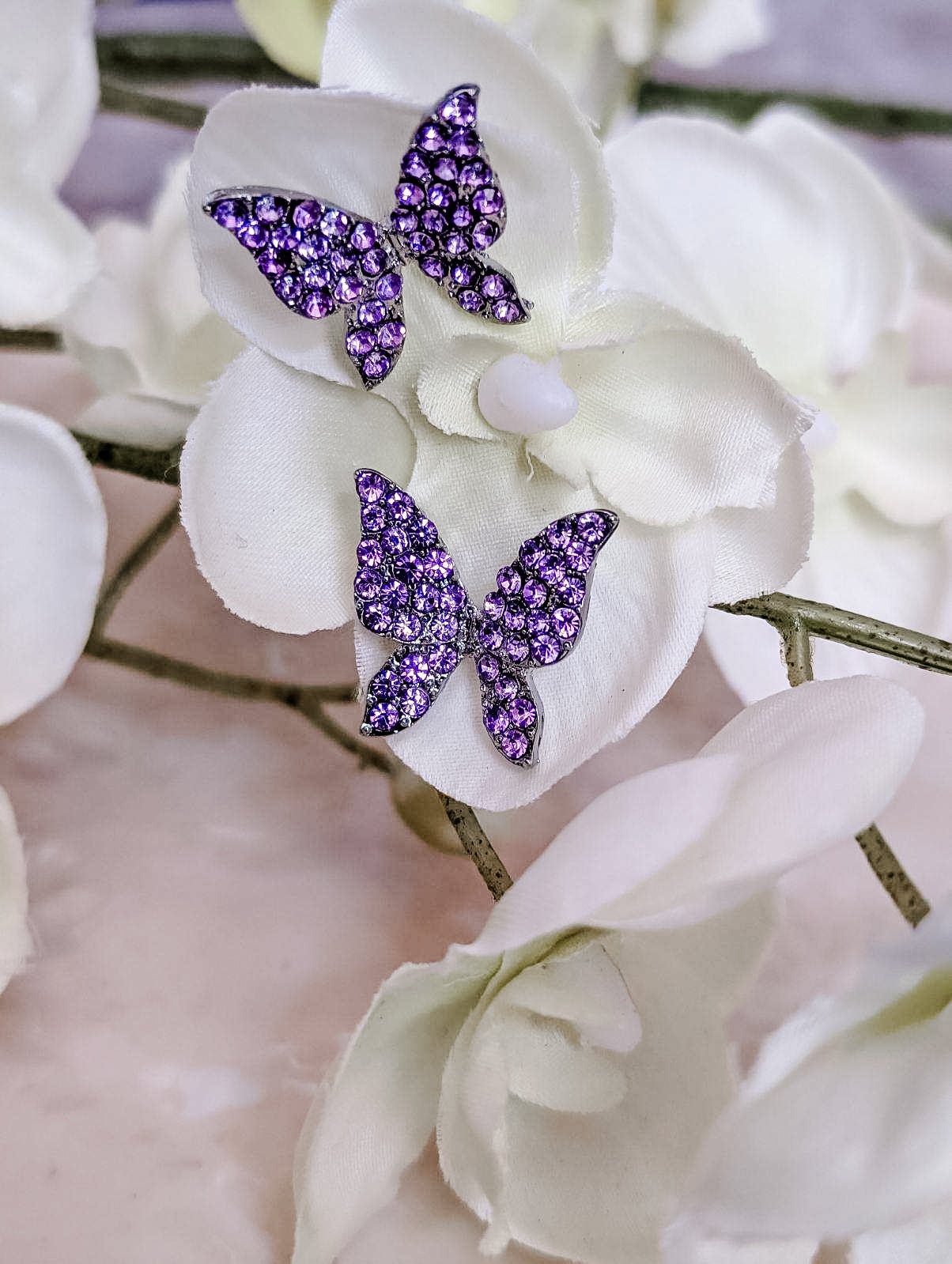 Beautiful Purple Butterfly Earrings