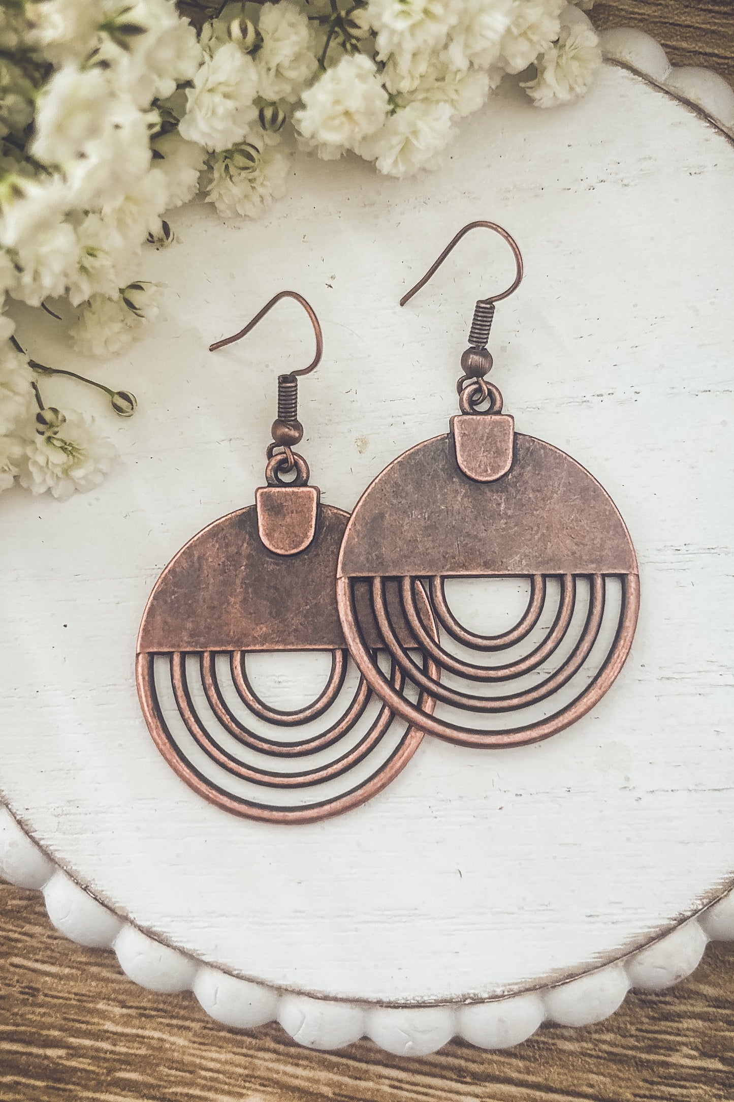 Boho Copper Round Earrings