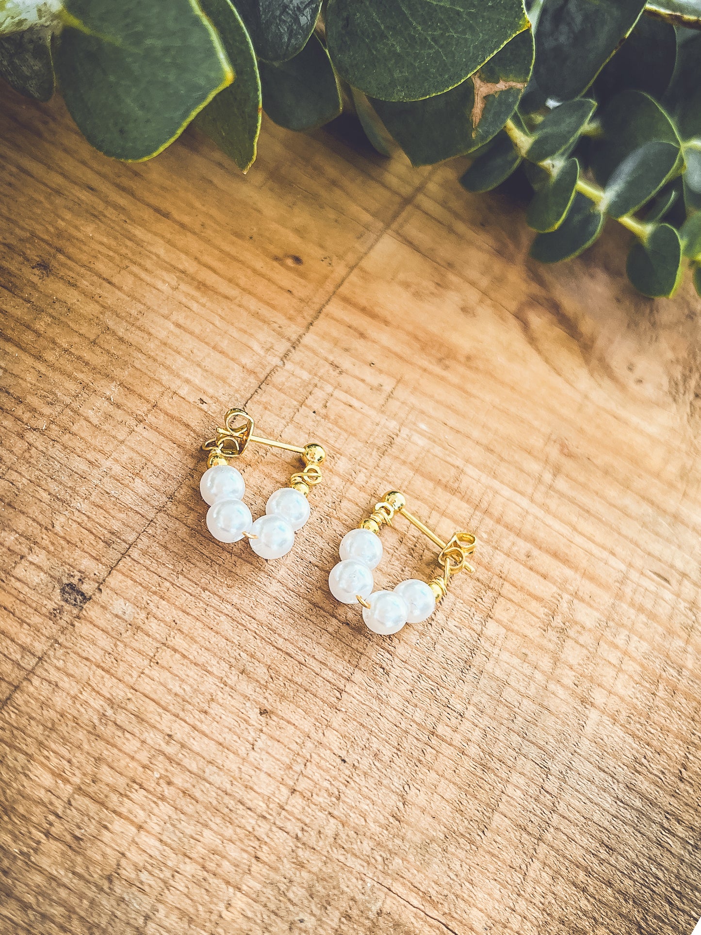 Beautiful Pearl Huggie Earrings