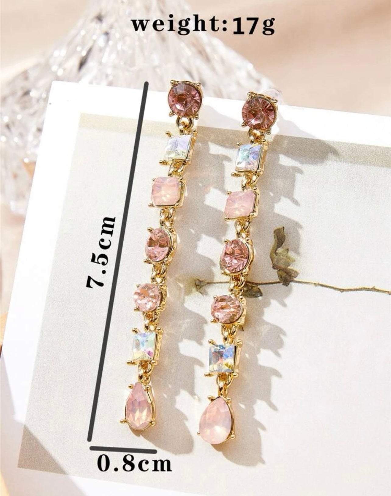 Beautiful Pink and Crystal Statement Earrings