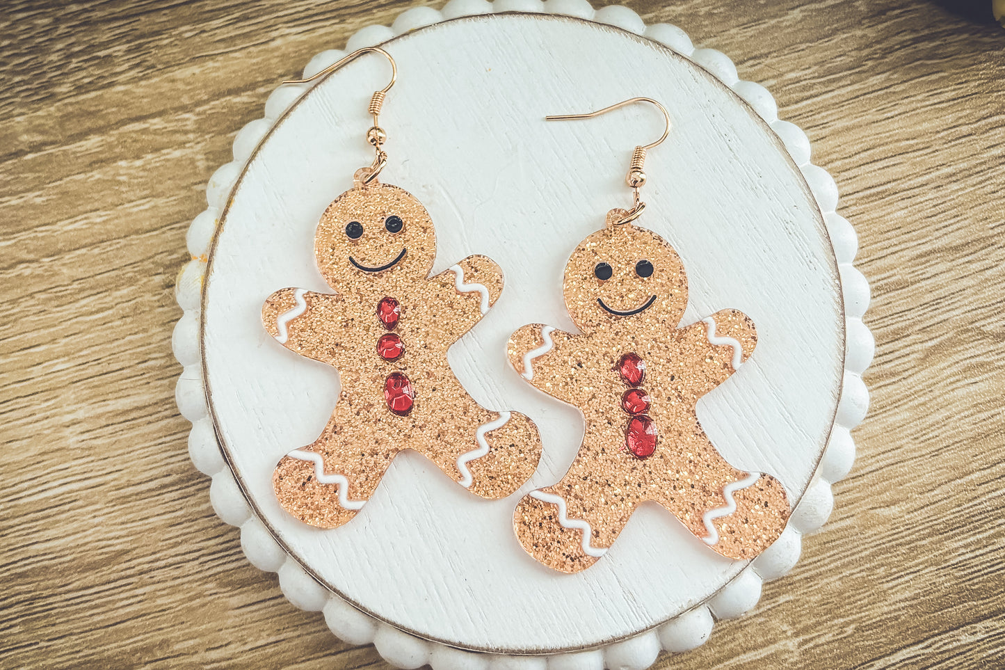 Beautiful Acrylic Gingerbread Man Earrings